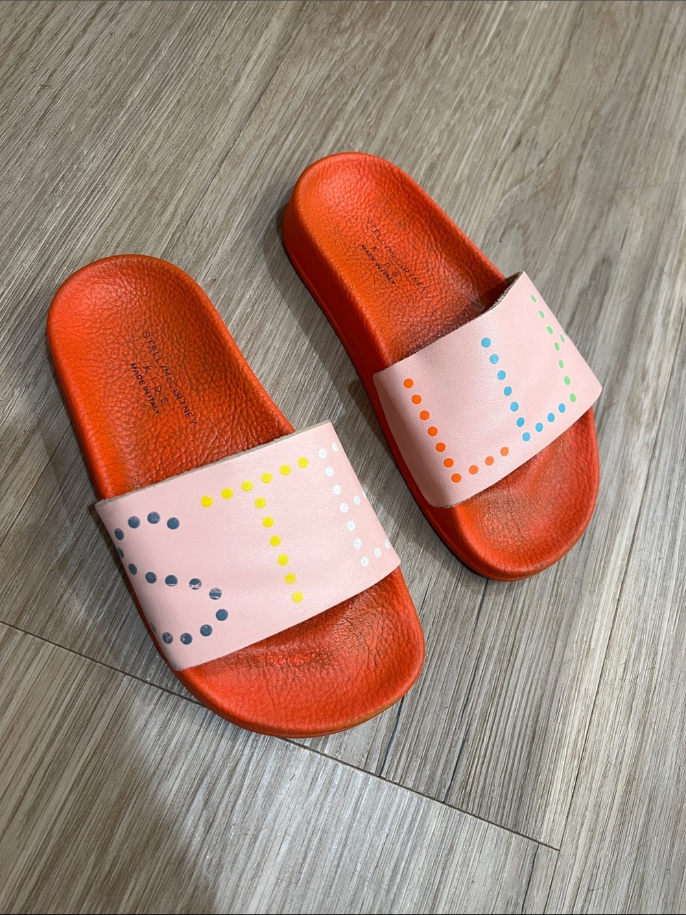 Stella McCartney Pink Strap Slides with Orange Footbeds